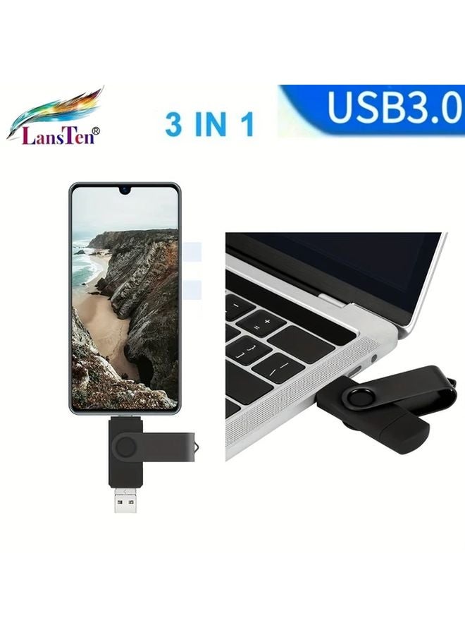 Lansten 64GB 3 In 1 USB 3 0 OTG Flash Drive For Android Phone USB C Micro USB USB A - Image 5